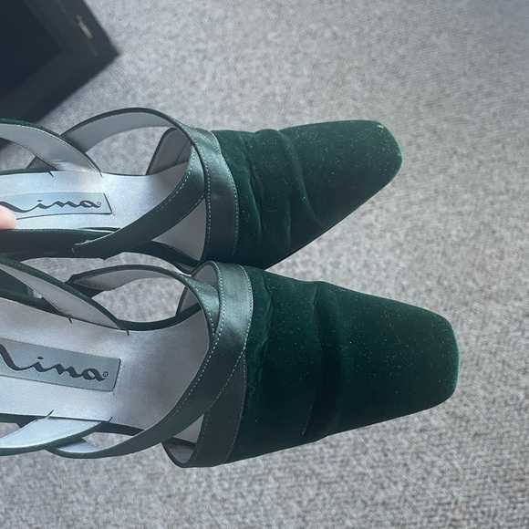 Nina Dark Green Velvet Look Slingback Heels. 7.5 - Picture 8 of 11
